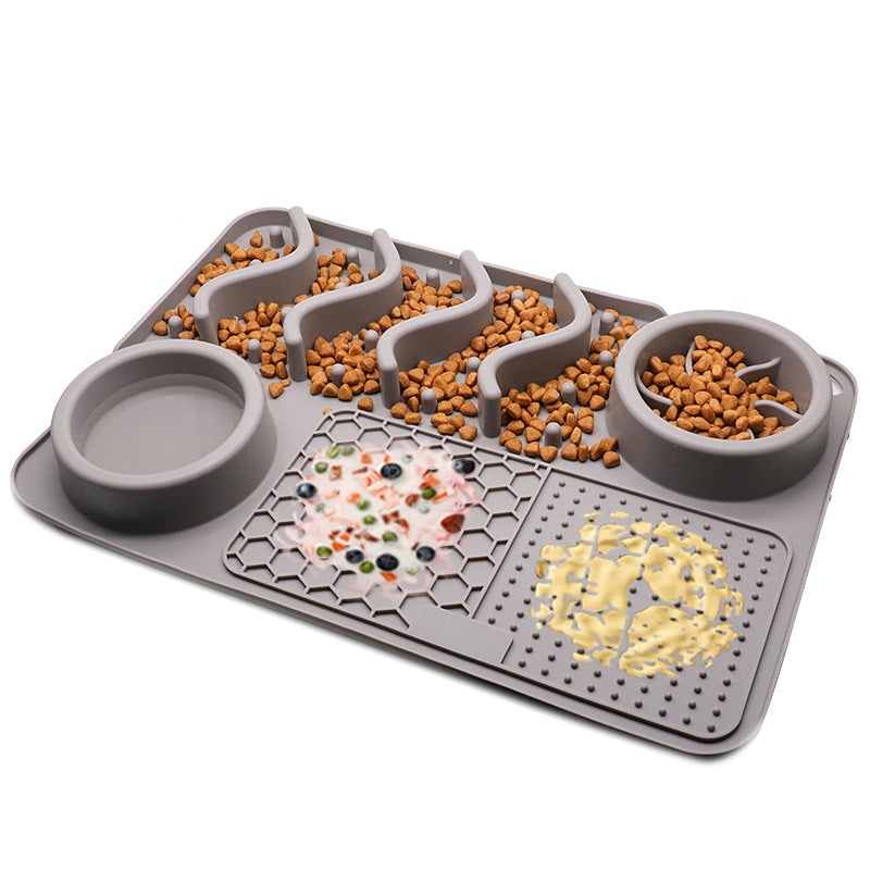 The Windsor Lick Pad in Slate Grey, size M-L, multifunctional silicone slow feeder and calming mat for dogs