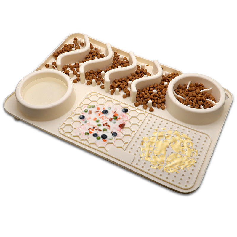 The Windsor Lick Pad in Warm Stone, size M-L, multifunctional silicone slow feeding and enrichment mat for dogs
